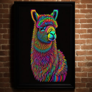 Poster Abstrato de pintura colorida de um Llama 2:3