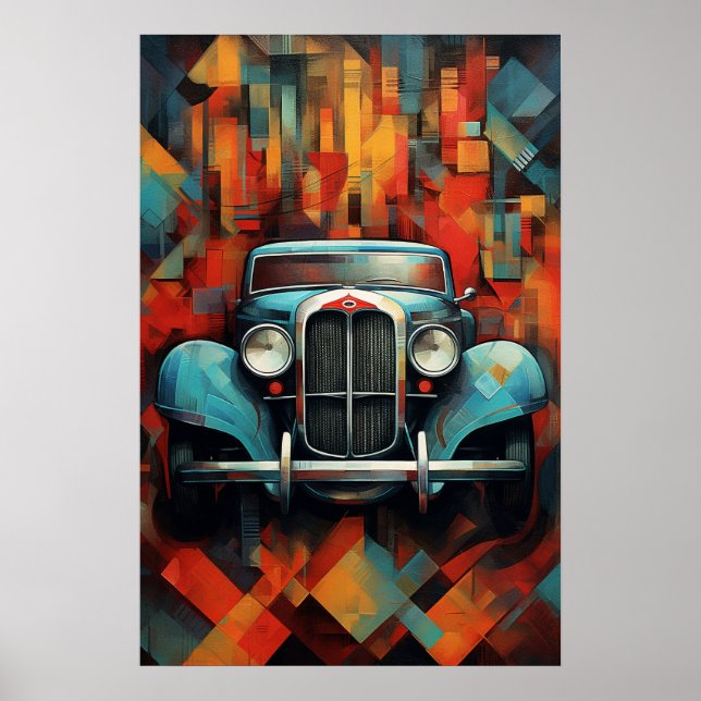 Poster Abstrato de pintura de carro vintage (Frente)