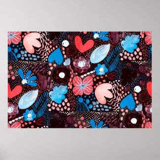 Poster Abstrato de pintura manual Dó de esboço de aquarel