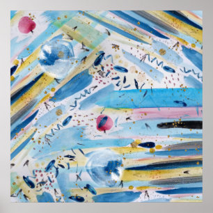 Póster Abstrato de pintura manual por aquarelas