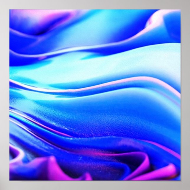 Poster Abstrato de plástico brilhante azul e roxo (Frente)