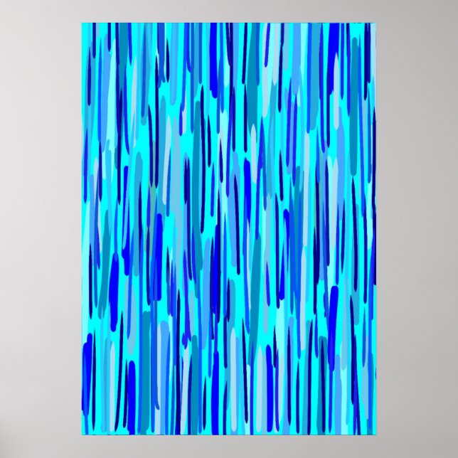 Poster Abstrato de queda de chuva azul (Frente)