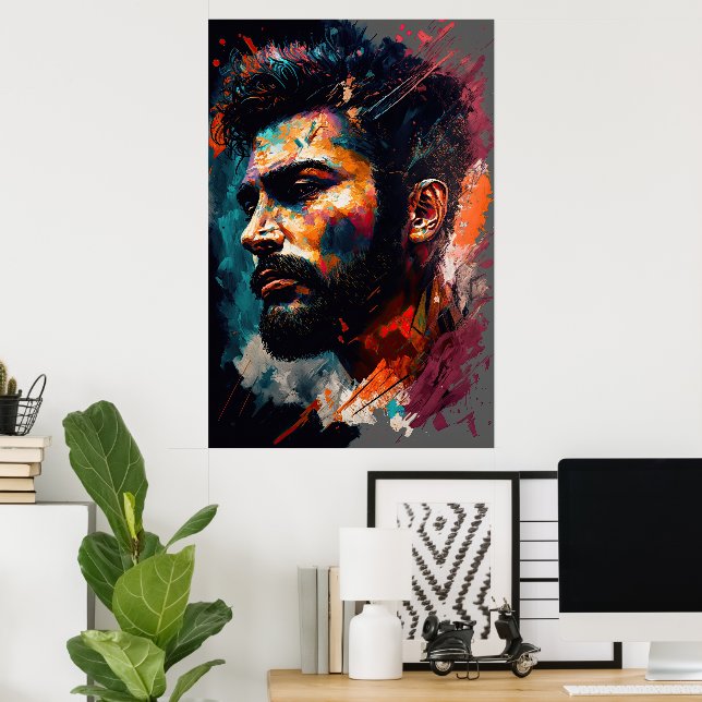 Poster Abstrato de retrato de um homem 3 (Escritório em casa)
