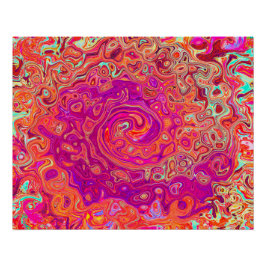 Póster Abstrato de Retro Coral e espiral de mármore roxo