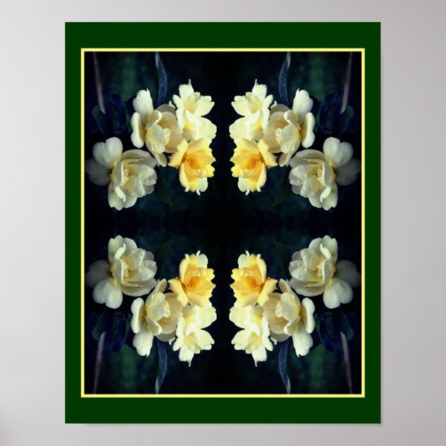 Poster Abstrato de Rosas Amarelas Blooming (Frente)