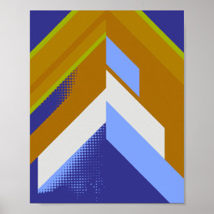 Poster Abstrato de Seta Geométrica Negrito em Azul e Lara