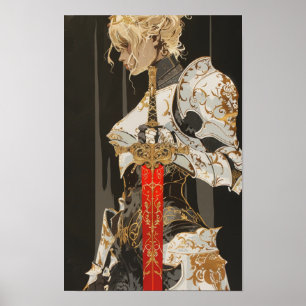 Poster Abstrato de SW Vermelho Branco com Exposição Dupla