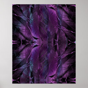 Poster Abstrato de textura violeta azul-púrpura de pena p