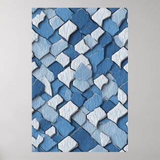 Poster Abstrato de Tinta Rachada: Superfície Com Couro Az