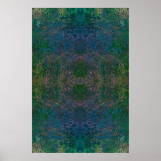 Poster Abstrato de Tinta Verde Escura e Azul