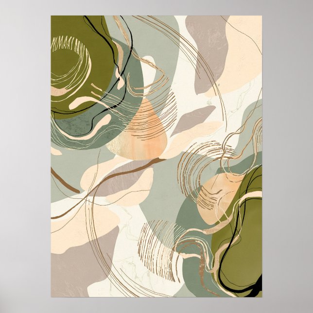 Poster Abstrato de Tons Orgânicos da Terra - Moderno Mini (Frente)