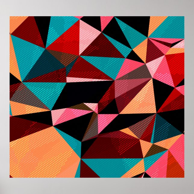 Poster Abstrato de triângulo geométrico colorido (Frente)