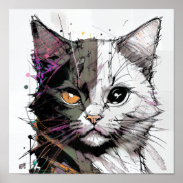 Poster Abstrato de um gato