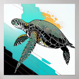 Poster Abstrato de uma tartaruga