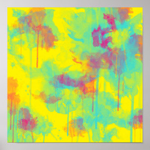 Póster Abstrato de Verão Divertimento colorido Splatters 