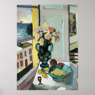 Poster Abstrato de vidro da janela e do vinho