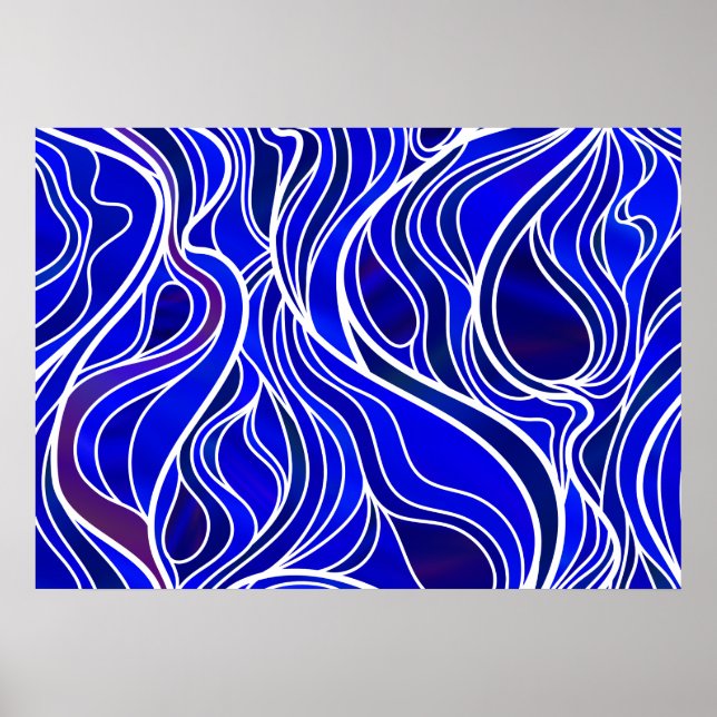 Póster Abstrato de vidro de cor azul (Frente)