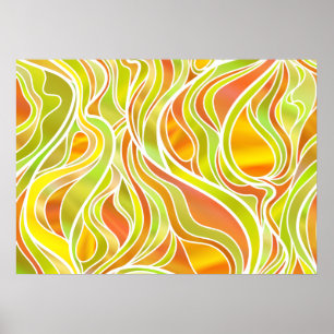 Póster Abstrato de Vidro Estreito Amarelo