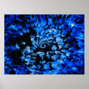 Poster Abstrato De Vidro Preto E Azul