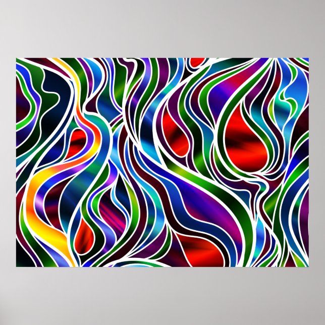 Póster Abstrato de Vidro Psicodélico (Frente)