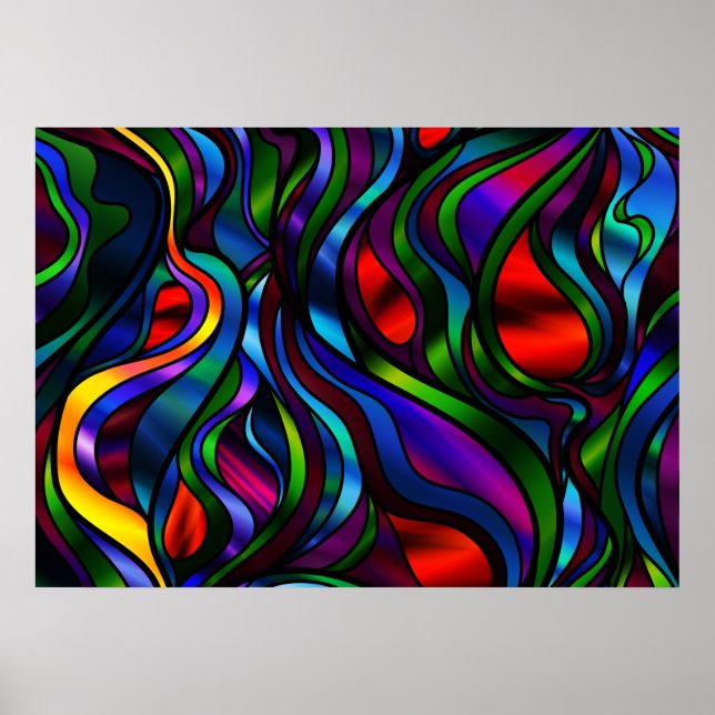 Poster Abstrato de Vidro Psicodélico (Frente)