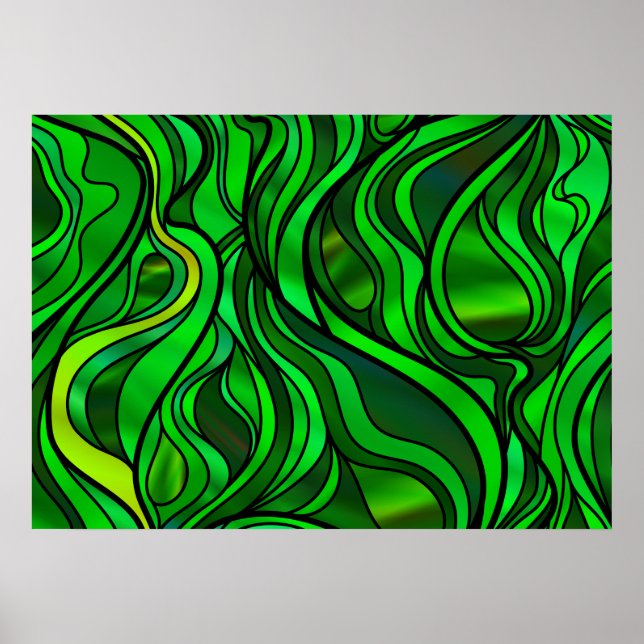 Poster Abstrato de vidro verde (Frente)