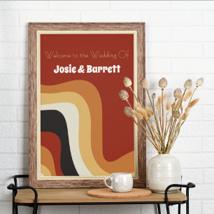 Poster Abstrato de Vintage 70s Burnt Orange Wedding Welco