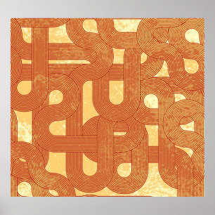 Poster Abstrato de Vintagem Geométrica Colorida.