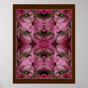 Poster Abstrato de Vintagem Multiplicada por Flor de Hibi