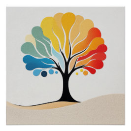 Póster Abstrato Design de árvore colorida
