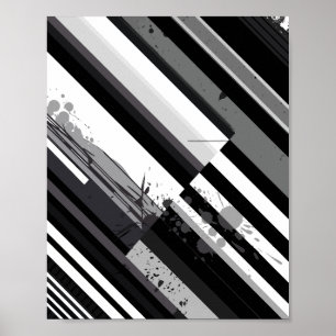 Poster Abstrato Diagonal Monocromático