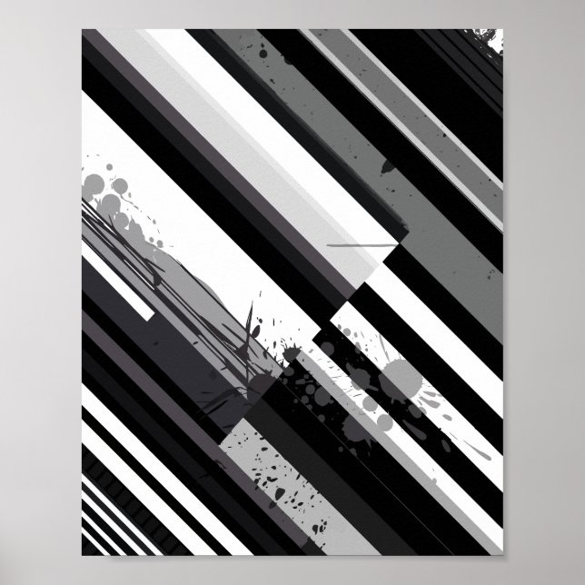 Poster Abstrato Diagonal Monocromático (Frente)