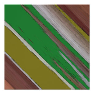Póster Abstrato Diagonal Verde E Marrom