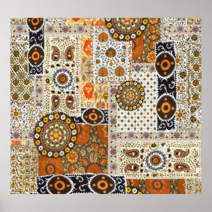 Poster Abstrato digital étnica: padrão sem costura