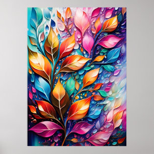 Poster Abstrato Digital Wall Art, deixa cores vibrantes