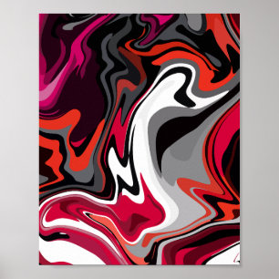 Poster Abstrato dinâmica de espiral de vermelho, preto, b