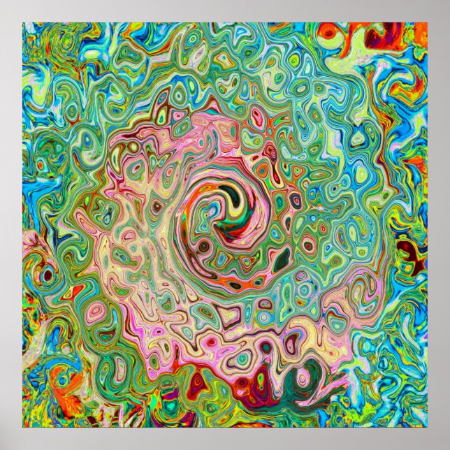 Poster Abstrato do Arco-Íris Colorido do Groovy Retro (Frente)