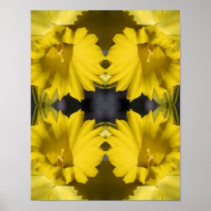 Poster Abstrato do centro Daffodil amarelo