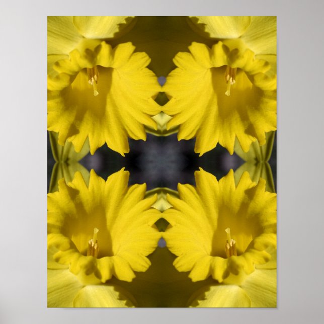 Poster Abstrato do centro Daffodil amarelo (Frente)