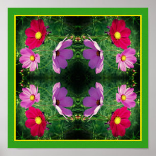 Poster Abstrato do Espelho de Trio de Flor do Cosmos