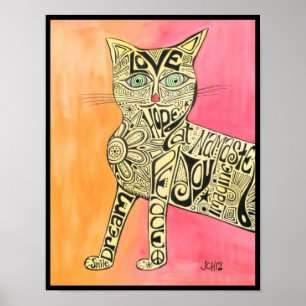 Poster abstrato do gato da inspiração