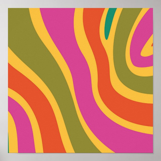 Poster Abstrato do Meio século de Mod Retro (Frente)