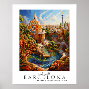 Poster Abstrato do moderno moderno Park Guell Barcelona