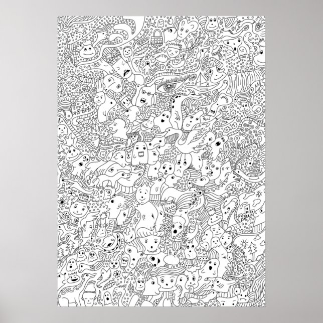 Poster Abstrato Doodle Art (Frente)