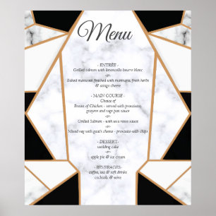 Poster Abstrato Dourado preto moderno no mármore branco