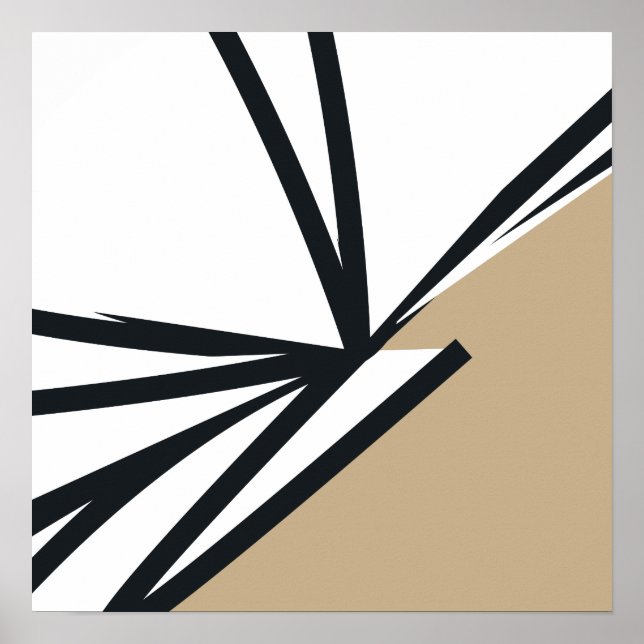 Poster Abstrato Dourado preto simples (Frente)