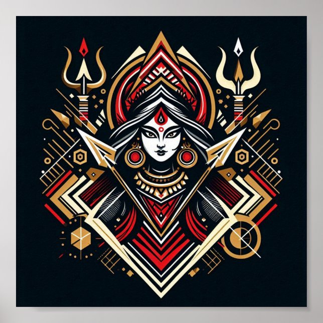 Poster Abstrato Durga - Energia divina em cores (Frente)