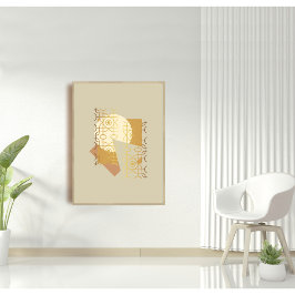 Poster Abstrato e Ouro Geométrico Boho