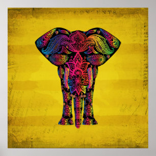Póster Abstrato Elefante - Design Decorativo Ornamental
