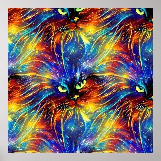 Poster Abstrato elegante, salpicos de Gato sem costura (Frente)